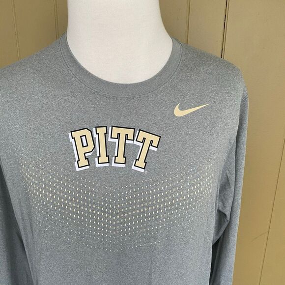 Nike men XL Pitt Longsleeve Crewneck drifit collegiate activewear shirt grey - Picture 2 of 8